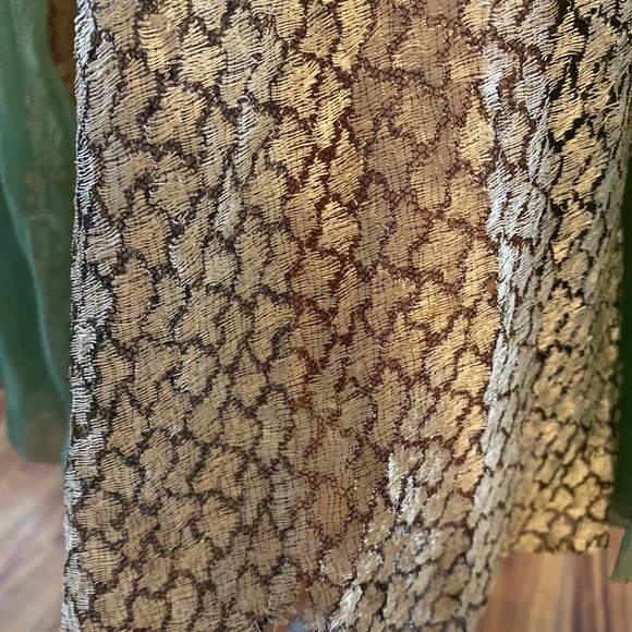 Vintage 1920s Green Chiffon & Lace Flapper Dress - Picture 6 of 11